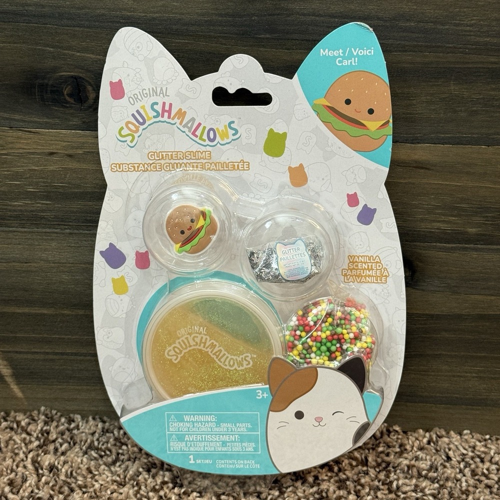 🔥Squishmallows Vanilla Scented Glitter Slime‎ Carl BNWT🔥